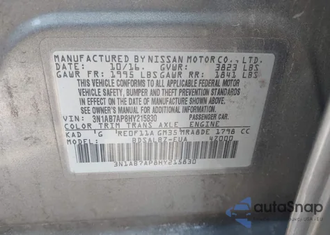 2017 Nissan Sentra S from USA, damaged, VIN 3N1AB7AP8HY215830